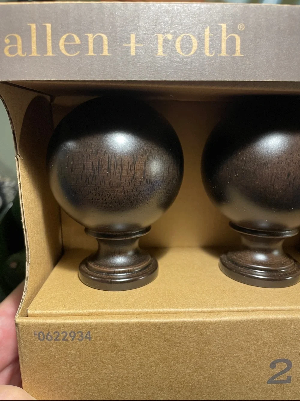 New allen + roth Espresso Finish Decorative Curtain Rod End Set
